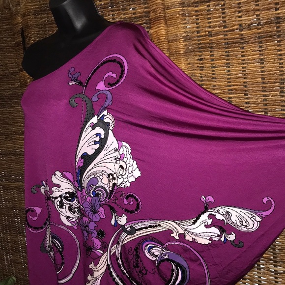 Purple Beaded Off The Shoulder Dress - Picture 2 of 7